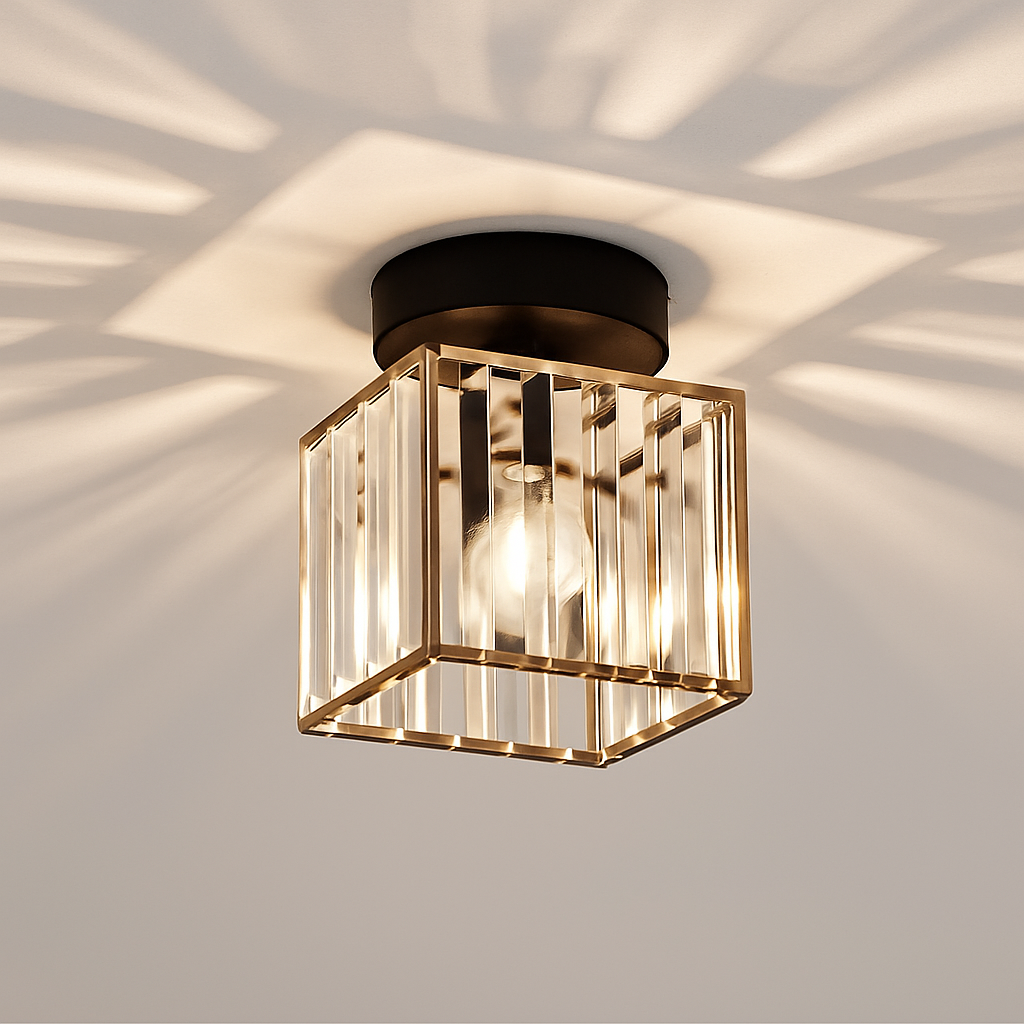 Velvique | Geometric Crystal Glass Flush Mount Ceiling Light Fixture