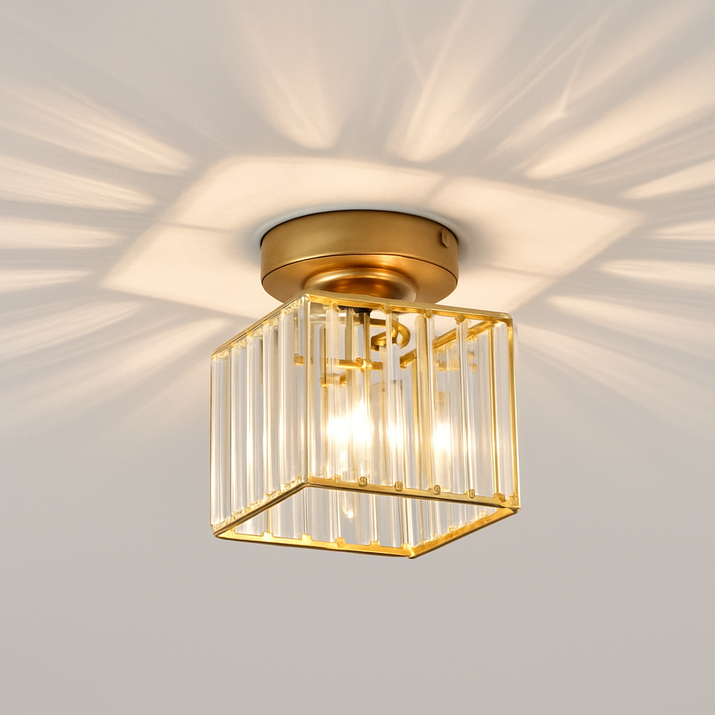 Velvique | Geometric Crystal Glass Flush Mount Ceiling Light Fixture