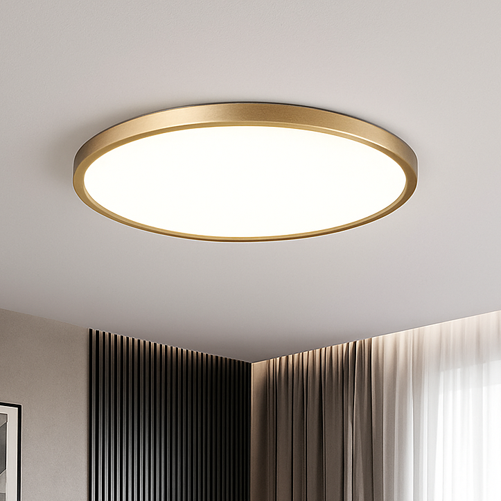 Velrion | Ultra Slim Modern Minimalist Copper Effect Flush Mount Ceiling Light