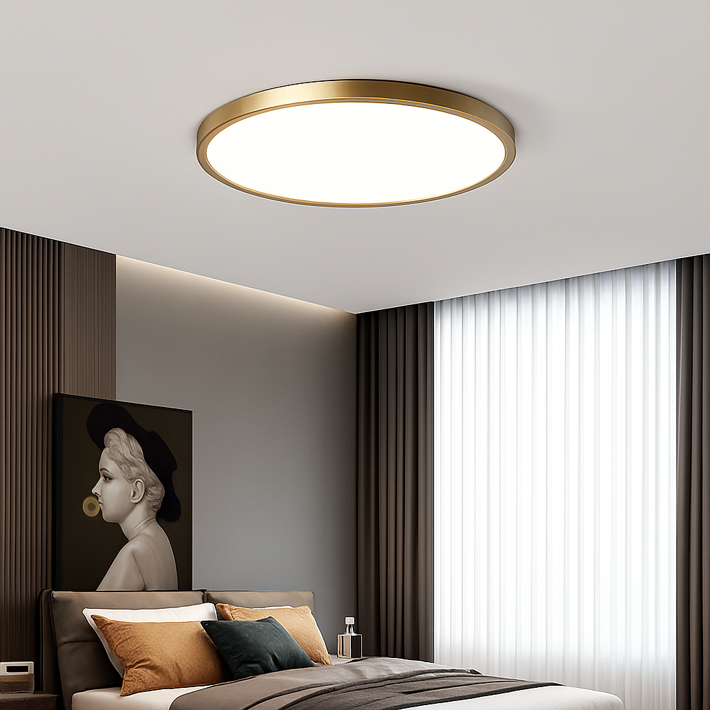 Velrion | Ultra Slim Modern Minimalist Copper Effect Flush Mount Ceiling Light