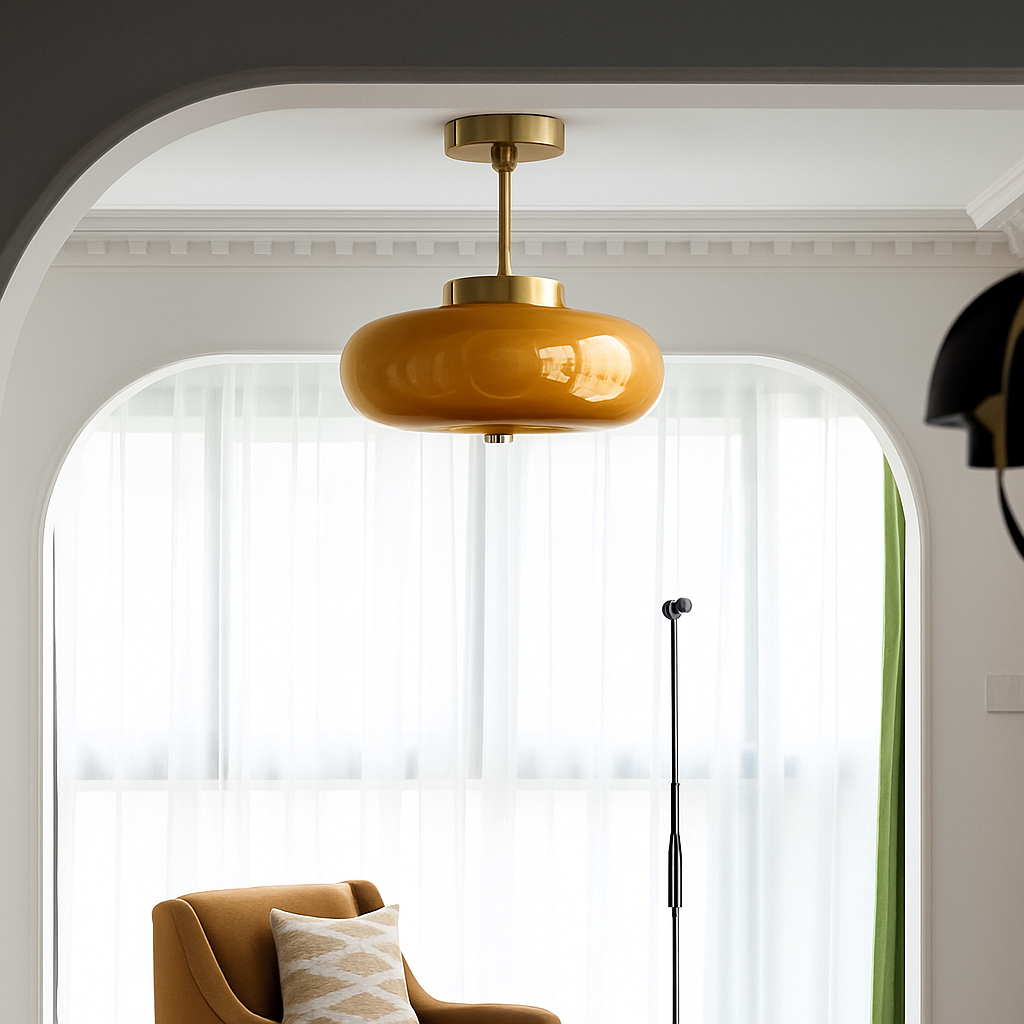 Velcair | Vintage Geometric Glass Shade Flush Mount Ceiling Light