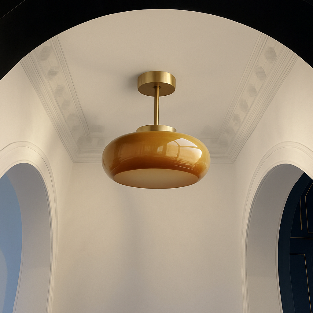 Velcair | Vintage Geometric Glass Shade Flush Mount Ceiling Light