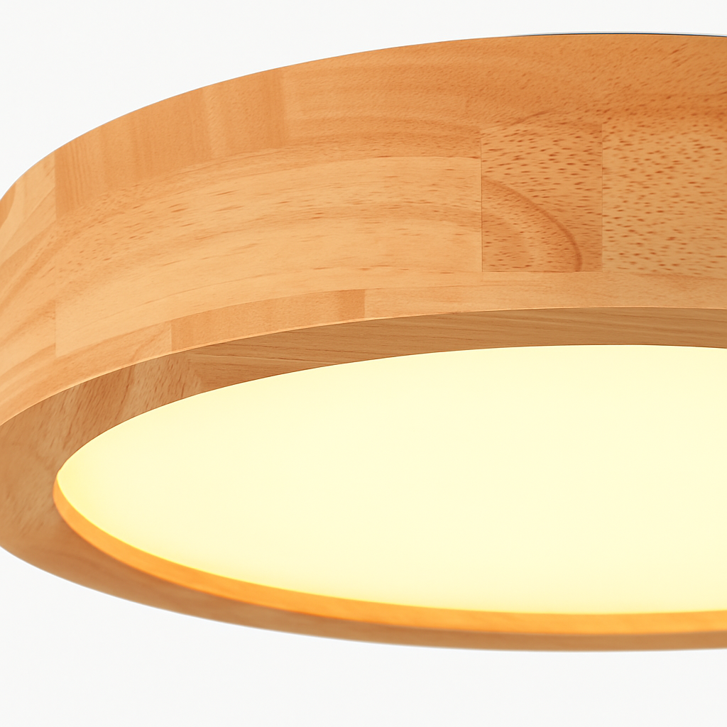 Veldonna | Nordic Round Wood Grain Geometric Ceiling Light