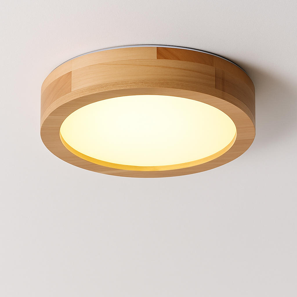 Veldonna | Nordic Round Wood Grain Geometric Ceiling Light
