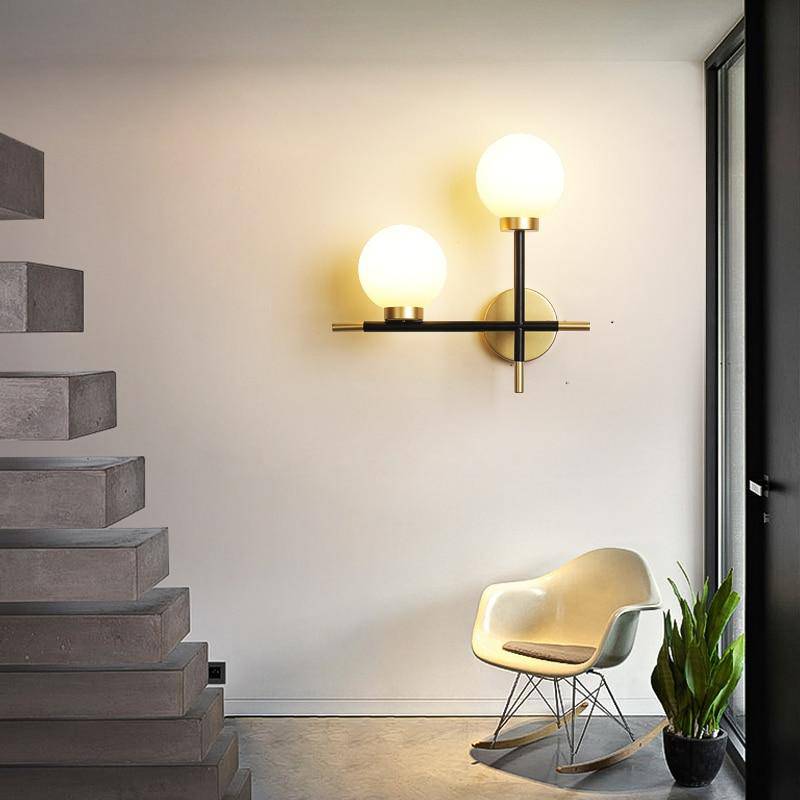 Vesquir | Modern Metal Bar Glass Globe Decorative Wall Light