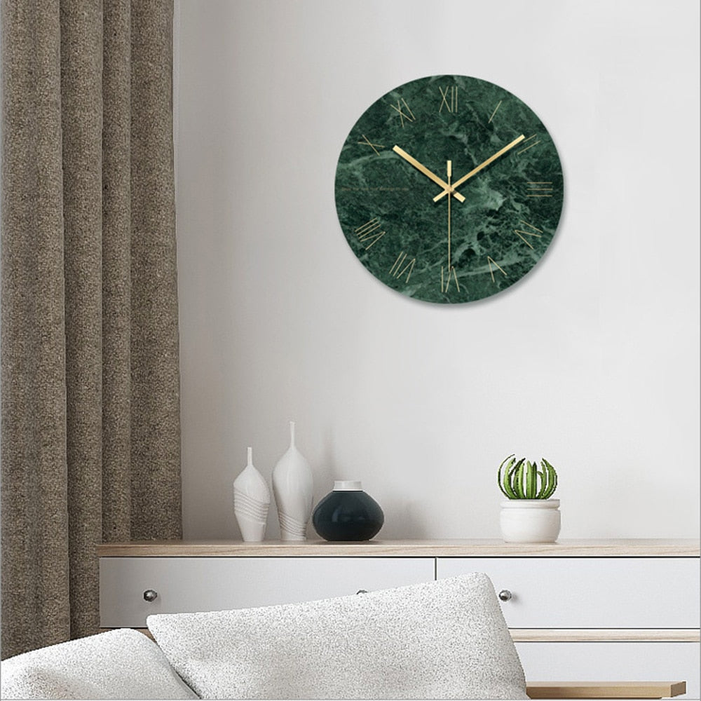 Valdrick | Veined Marble Glass Effect Silent Wall Clock