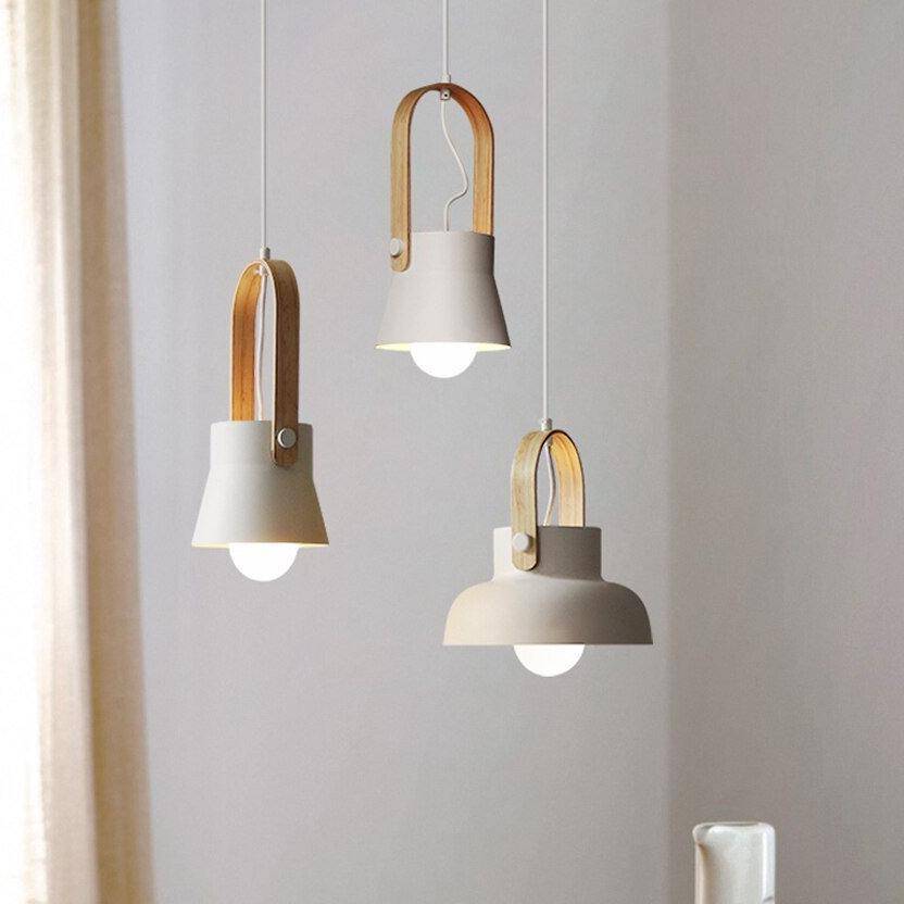 Thrombel | Nordic Minimalist Timber Accent Flared Dome Pendant Light