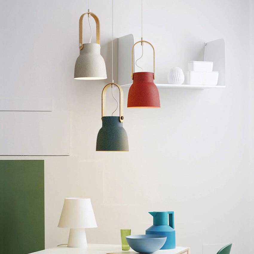 Thrombel | Nordic Minimalist Timber Accent Flared Dome Pendant Light