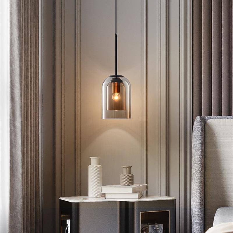 Mirevalo | Rounded Tubular Double Smoked Glass Modern Pendant Light