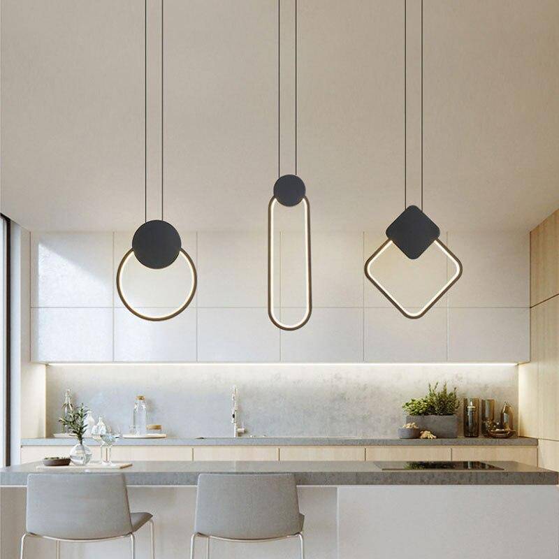 Veyndara | Linear Geometric Metal Frame Pendant Light