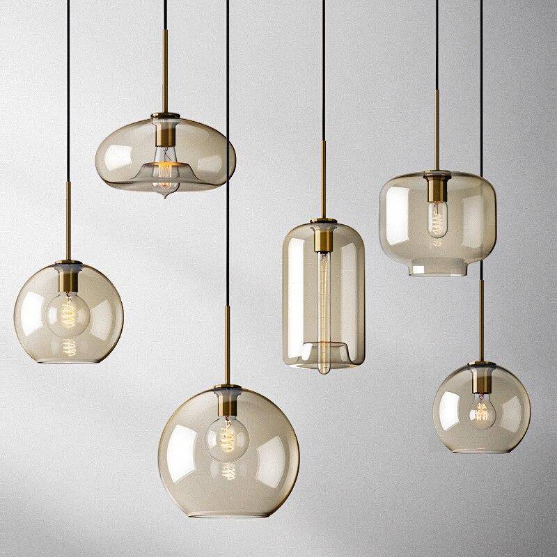 Zephirum | Ribbed Amber Glass Industrial Style Pendant Light