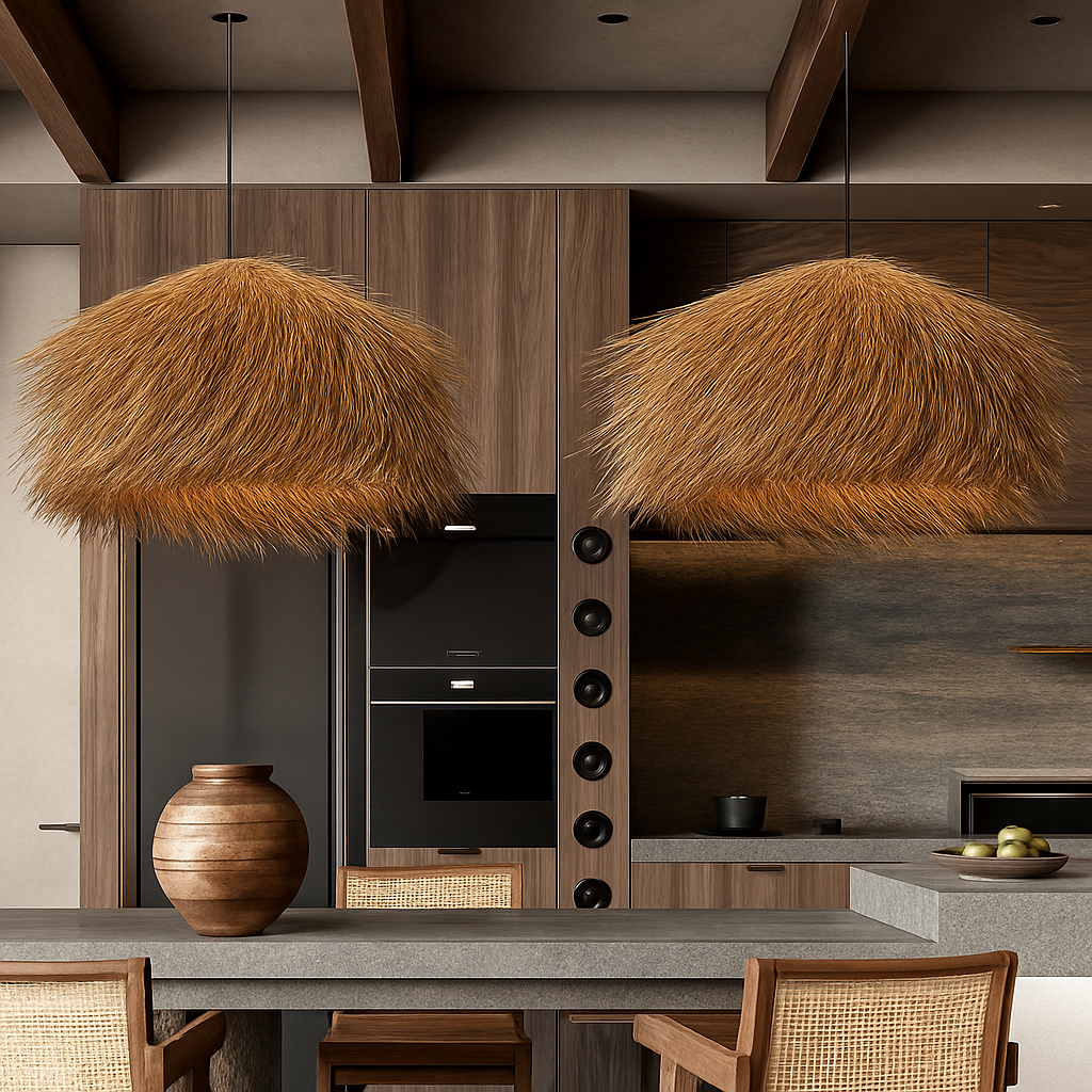 Kelvington | Rattan Textured Basketweave Retro Silhouette Pendant Light
