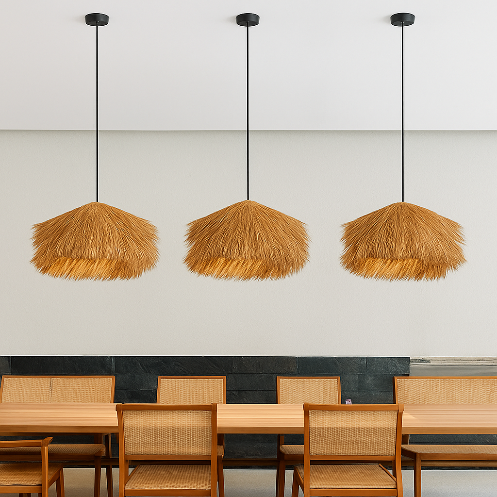 Kelvington | Rattan Textured Basketweave Retro Silhouette Pendant Light