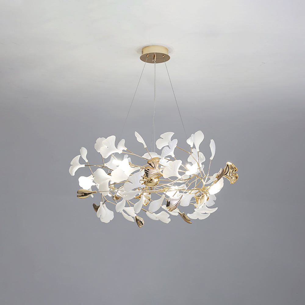 Aelora | Leaf Silhouette Ceramic Petal Modern Chandelier