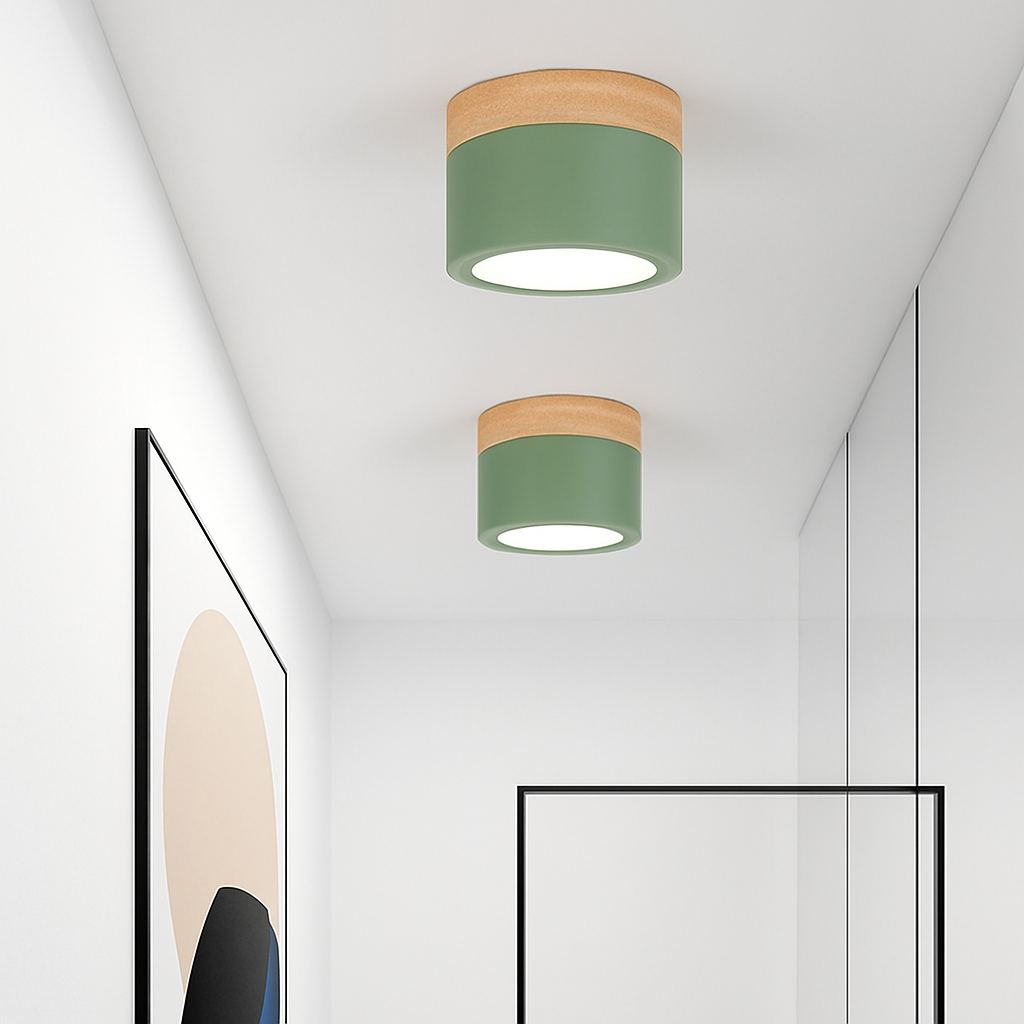 Kelryn | Minimalist Wood Metal Surface Mount Ceiling Spotlight