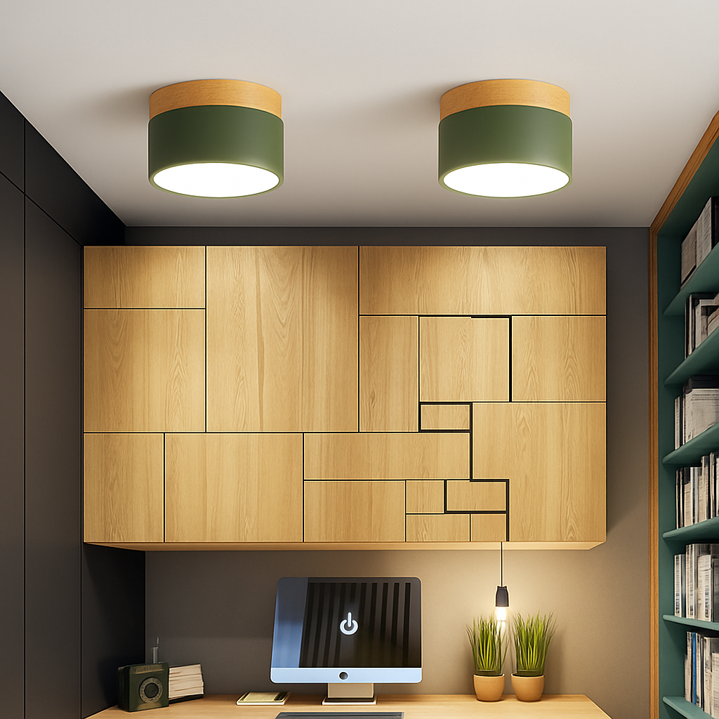 Kelryn | Minimalist Wood Metal Surface Mount Ceiling Spotlight
