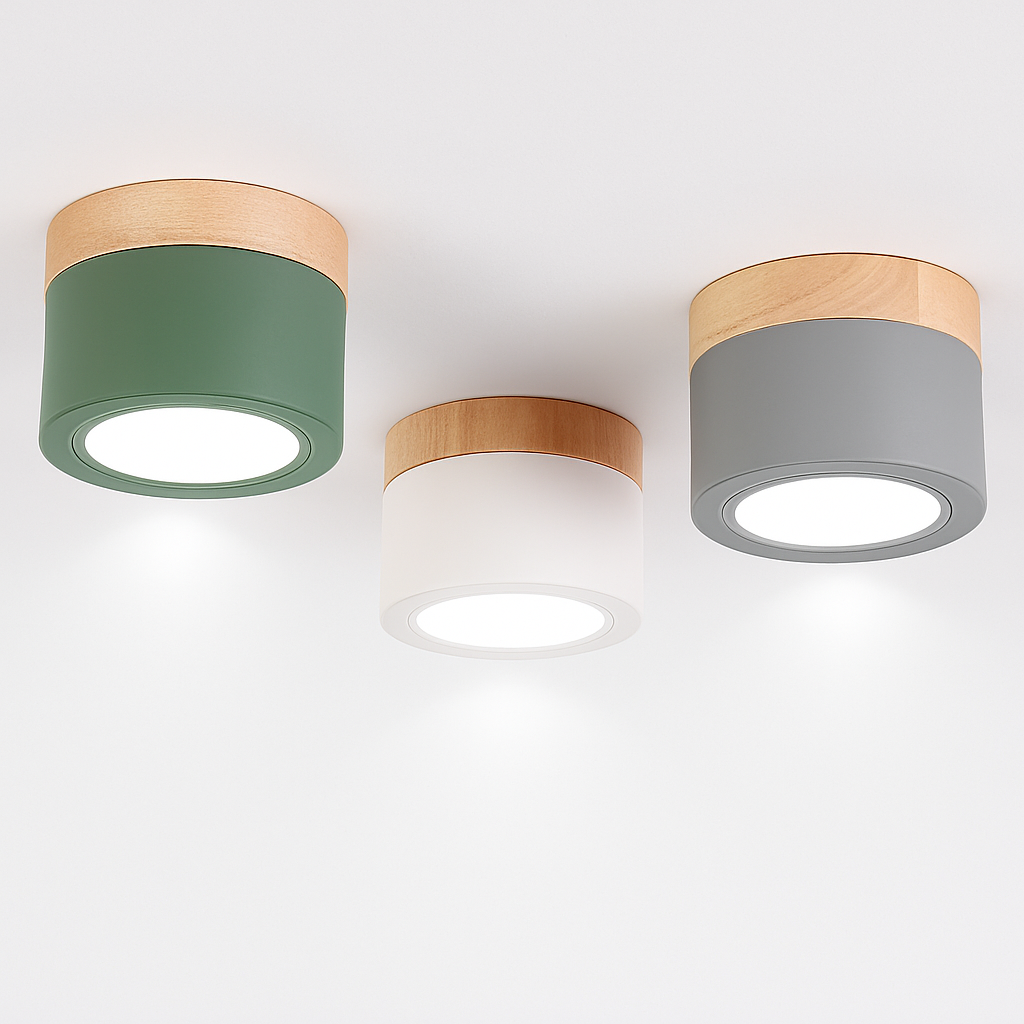 Kelryn | Minimalist Wood Metal Surface Mount Ceiling Spotlight