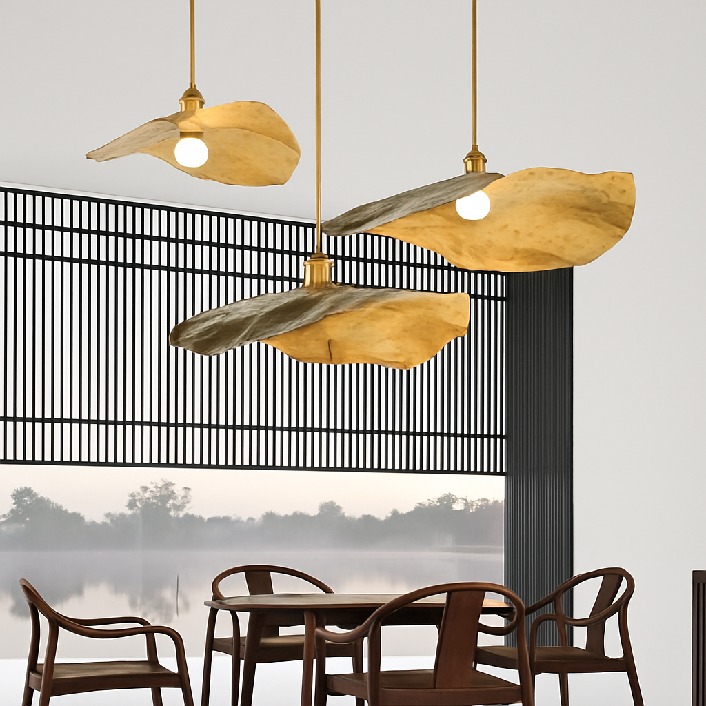 Kelsomyr | Textured Lotus Petal Form Retro Pendant Light