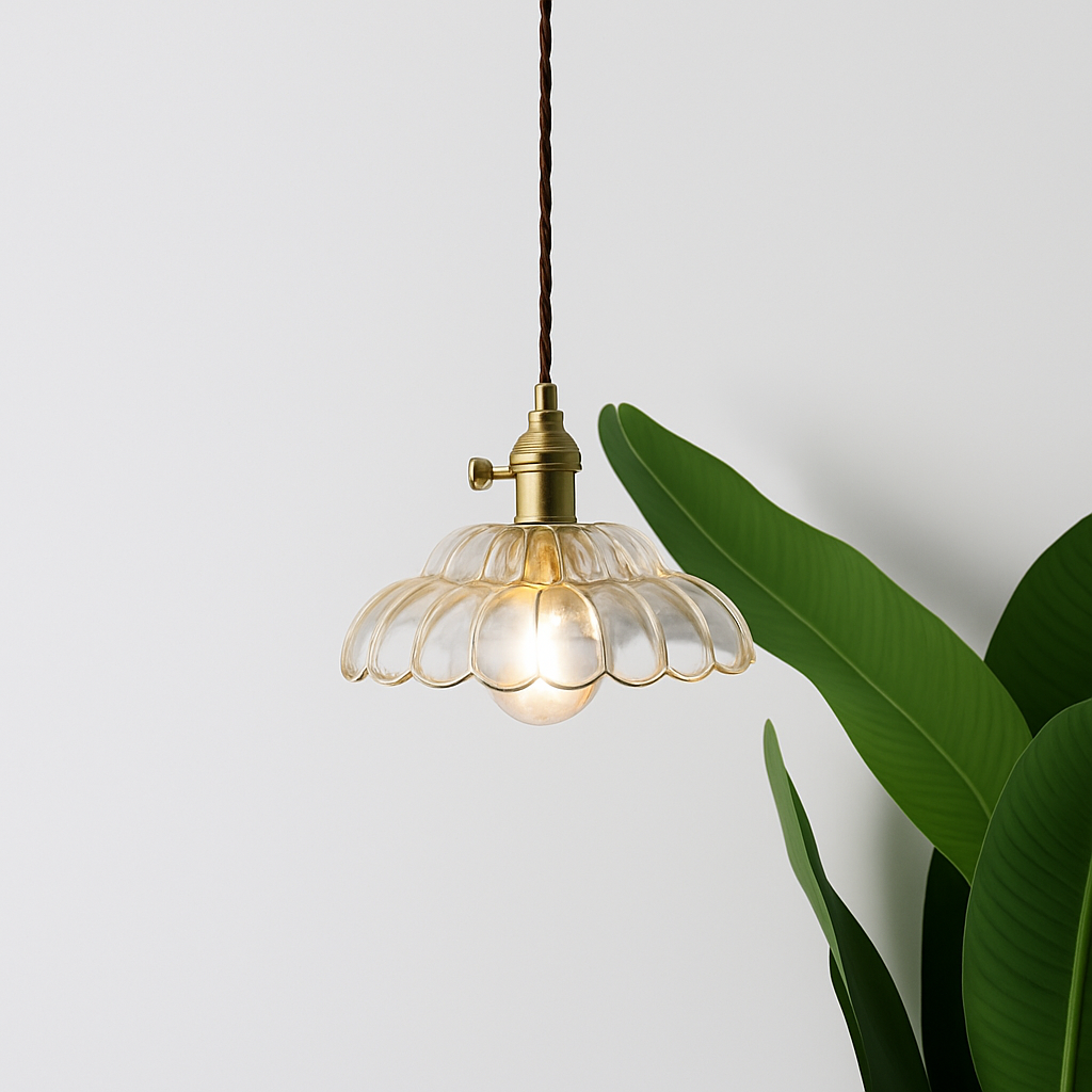 Thressia | Retro Ribbed Glass Sphere Pendant Light