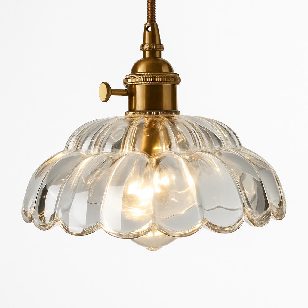 Thressia | Retro Ribbed Glass Sphere Pendant Light