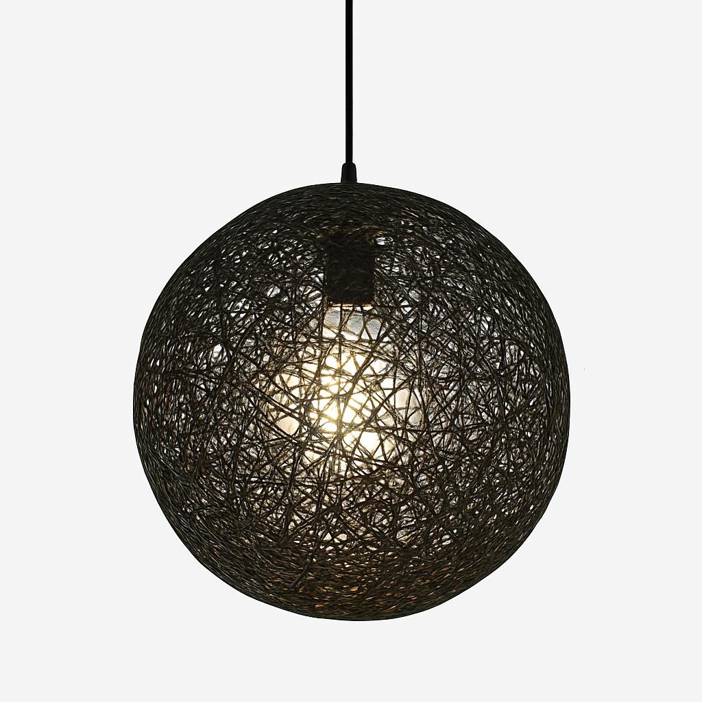 Verithon | Elegant Wicker Paper Cocooning Globe Pendant Light