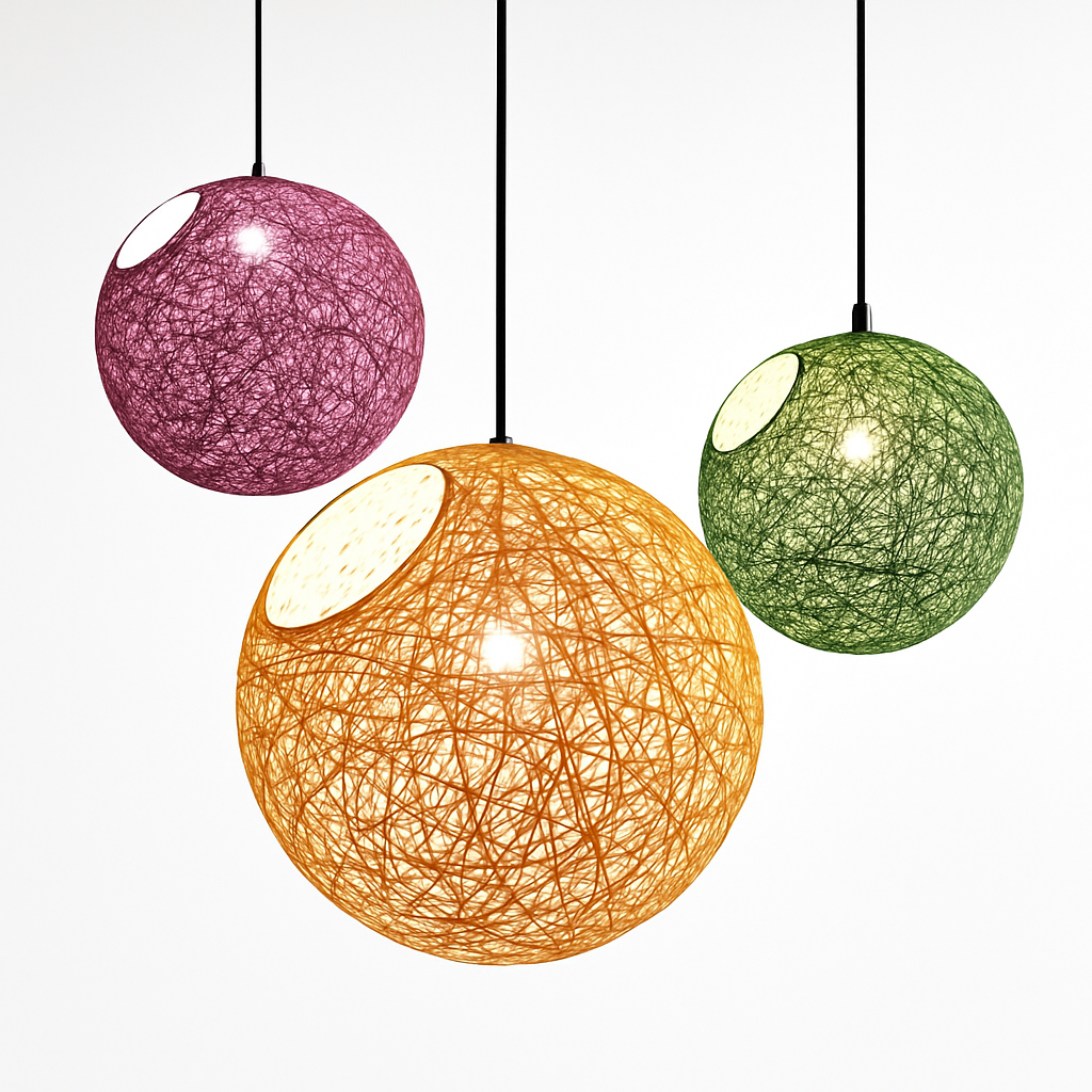 Verithon | Elegant Wicker Paper Cocooning Globe Pendant Light
