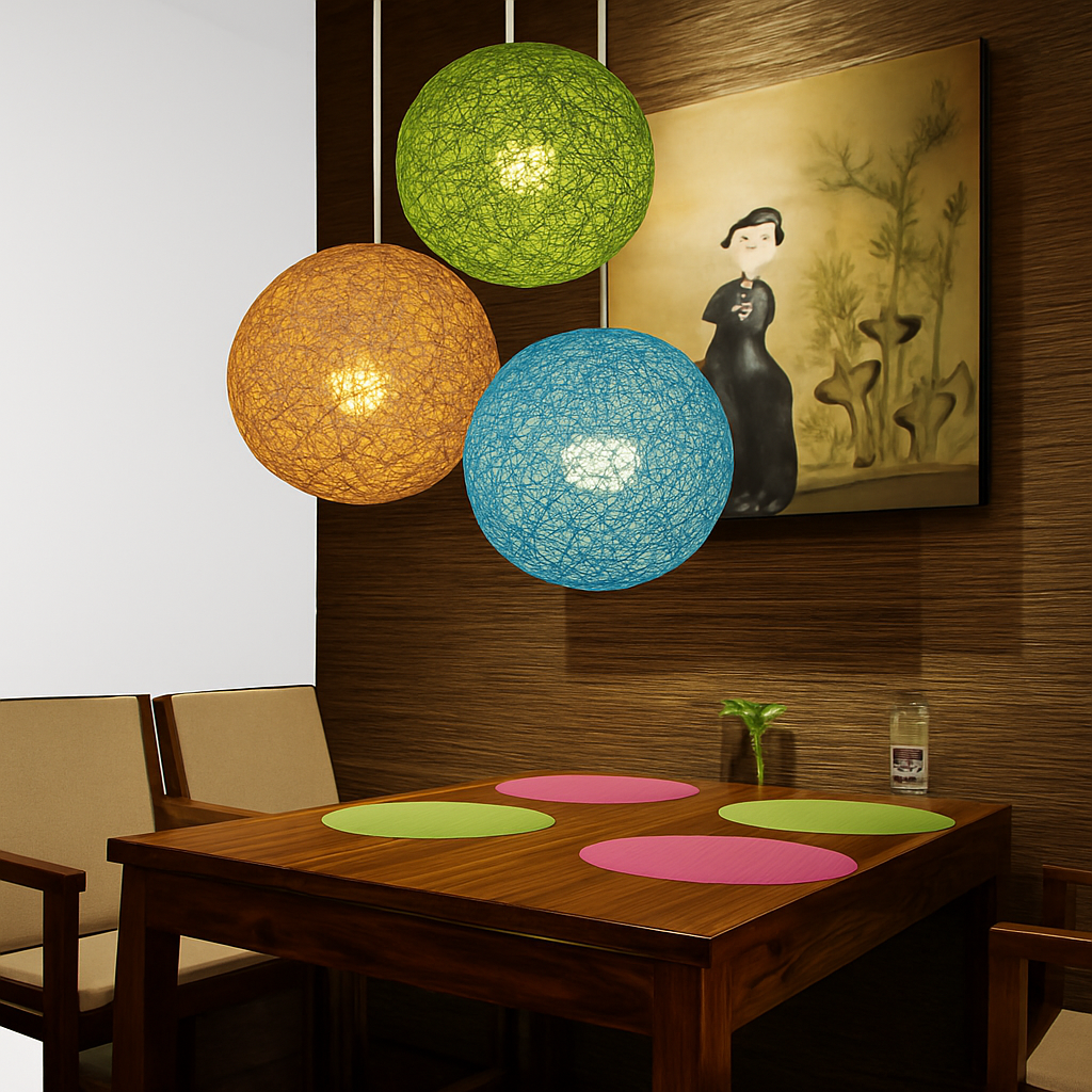 Verithon | Elegant Wicker Paper Cocooning Globe Pendant Light
