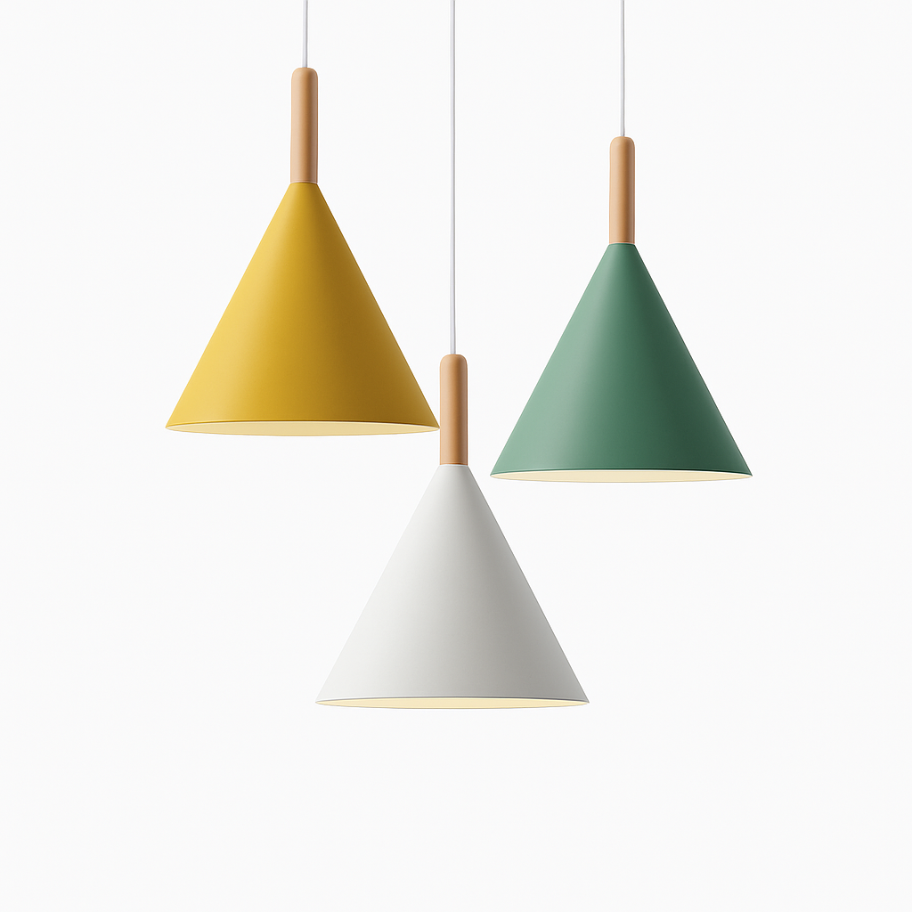 Zerimar | Modern Cone Metal and Wood Pendant Light