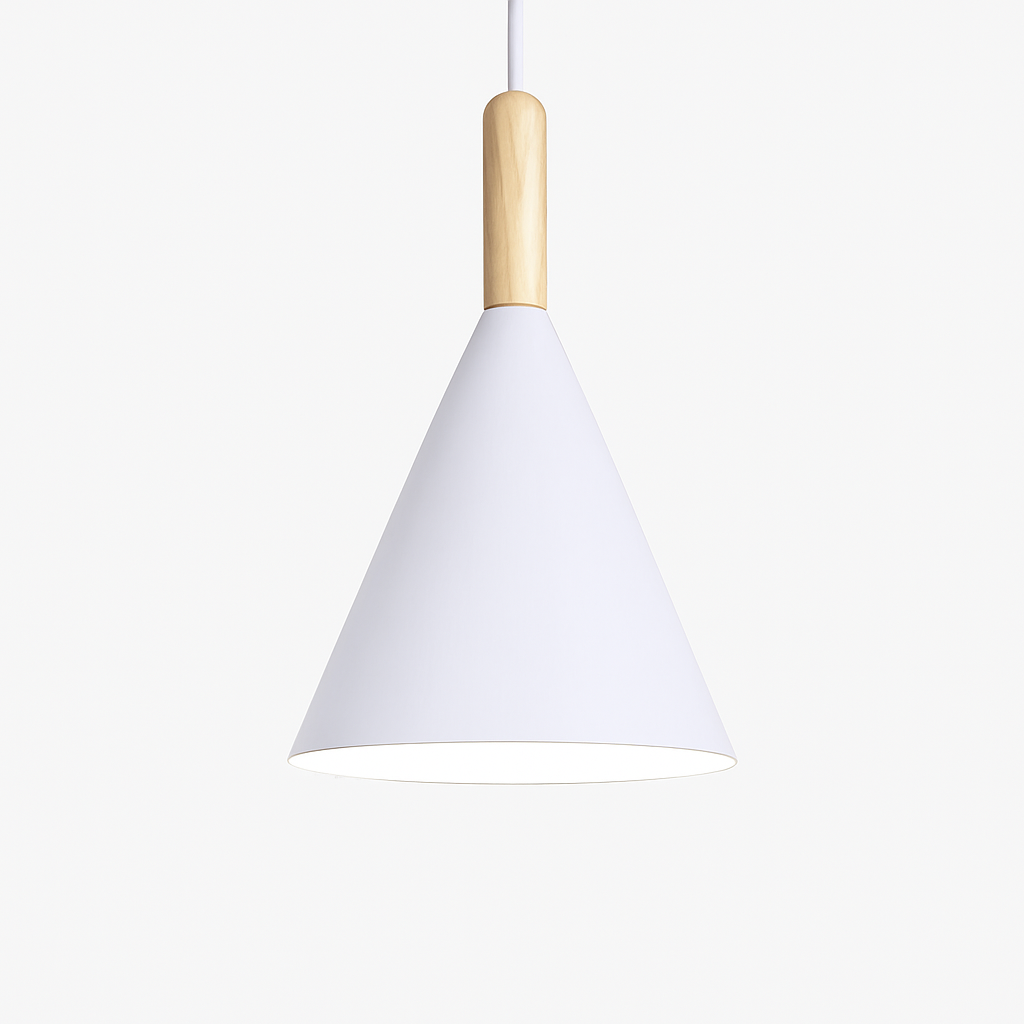 Zerimar | Modern Cone Metal and Wood Pendant Light