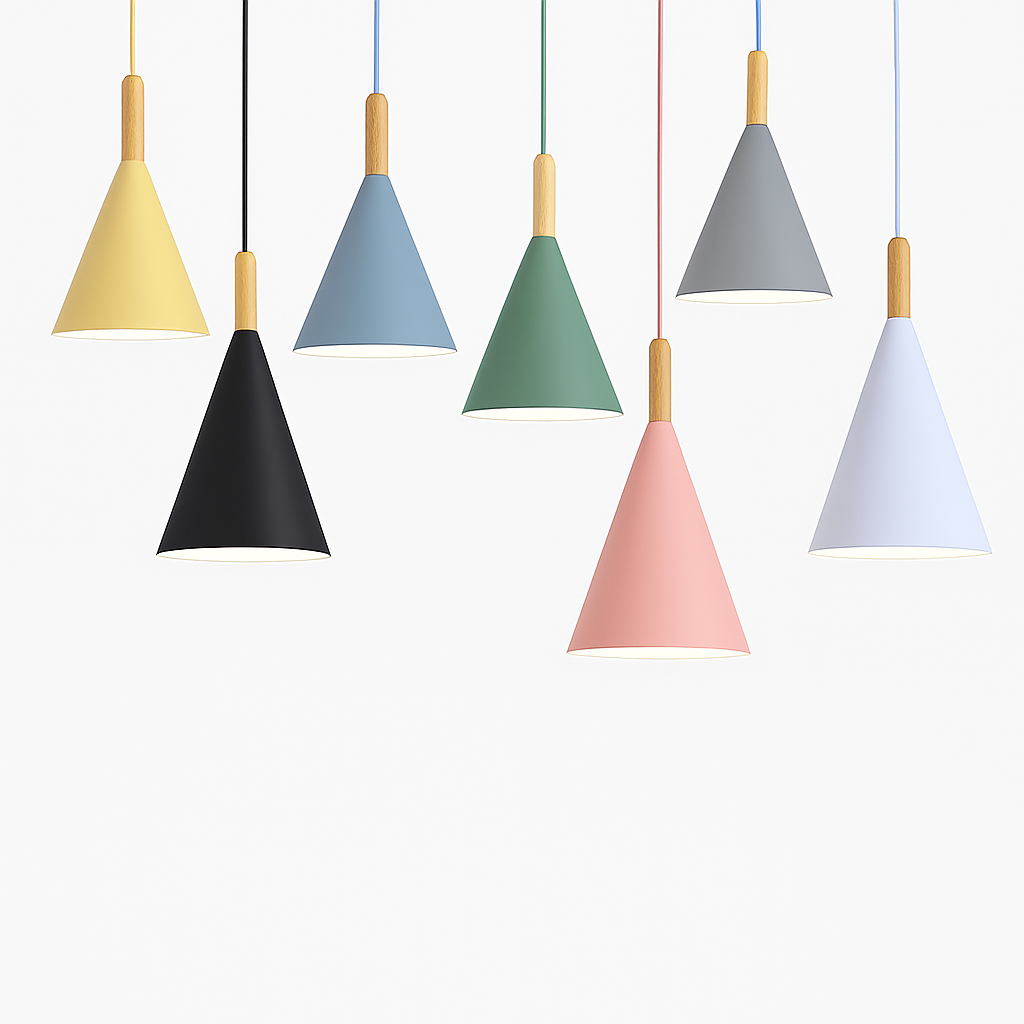Zerimar | Modern Cone Metal and Wood Pendant Light