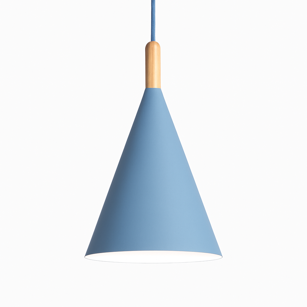 Zerimar | Modern Cone Metal and Wood Pendant Light