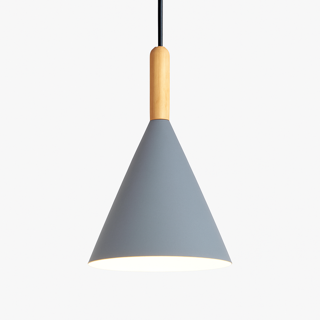 Zerimar | Modern Cone Metal and Wood Pendant Light