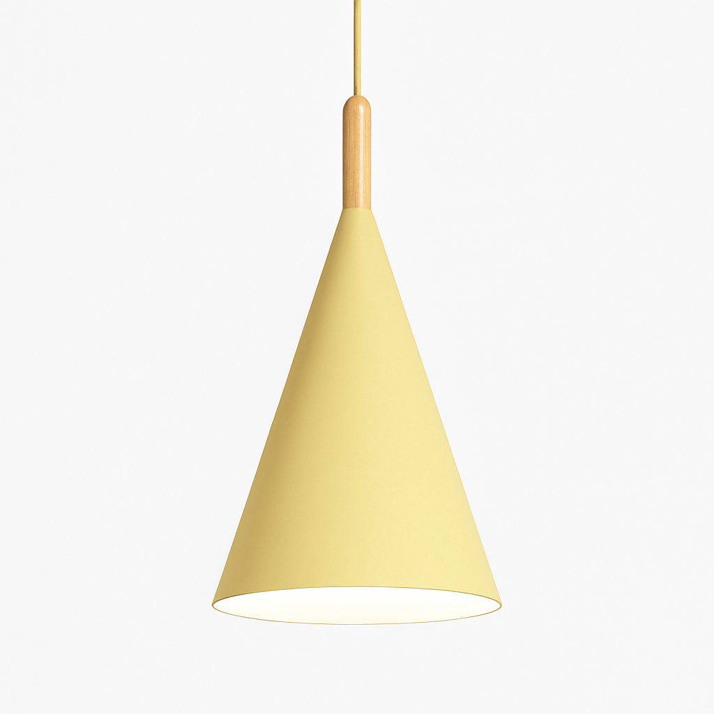 Zerimar | Modern Cone Metal and Wood Pendant Light