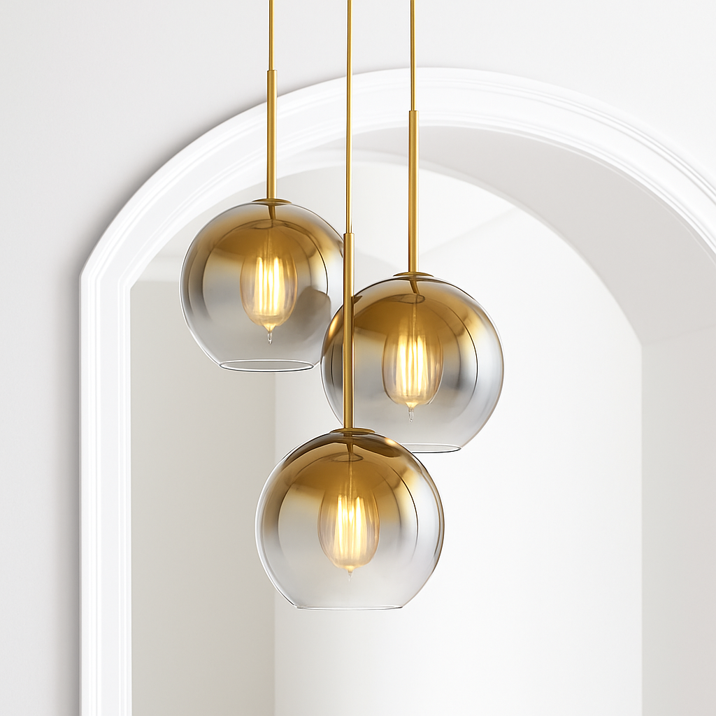 Velarys | Modern Amber Glass Globe Pendant Light Fixture