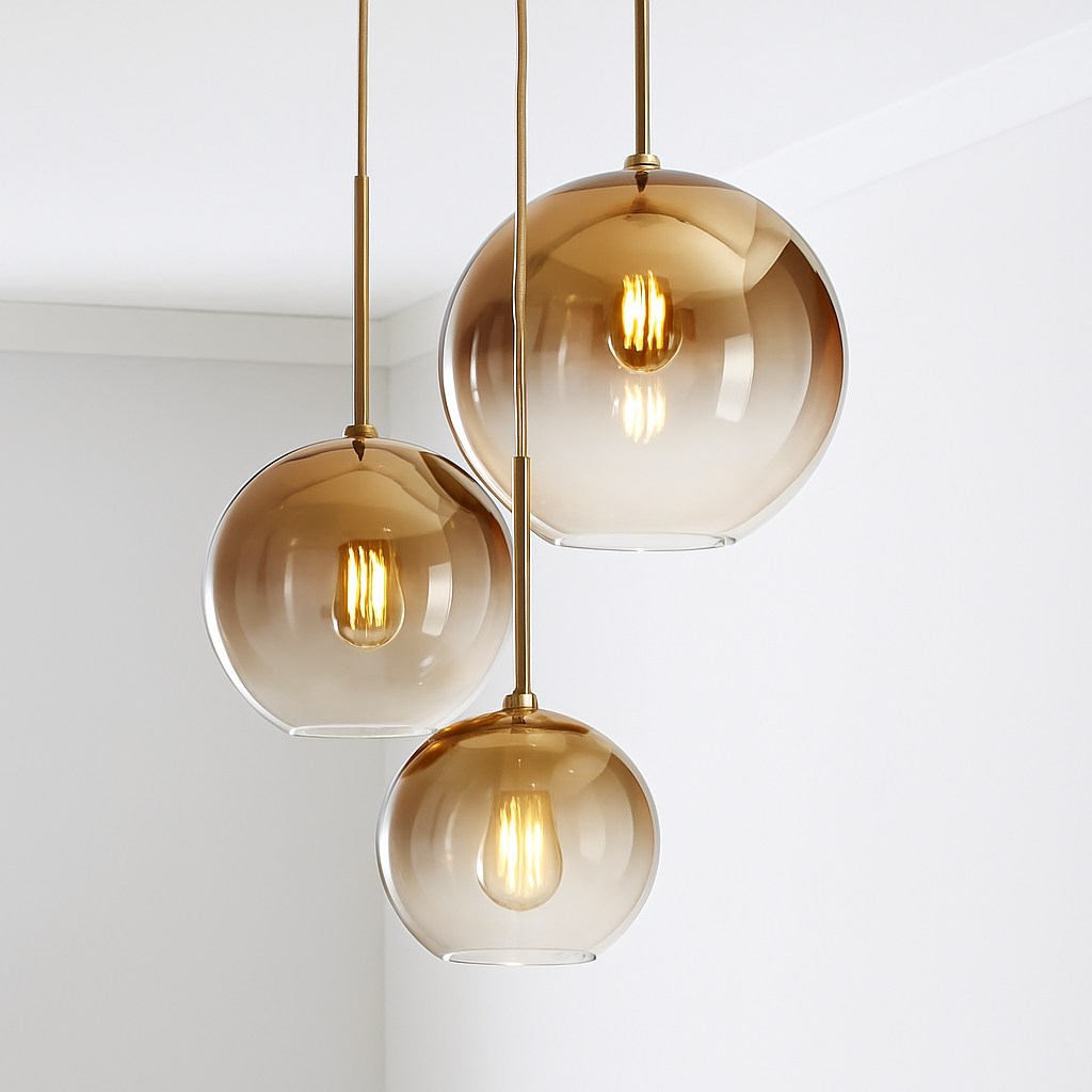 Velarys | Modern Amber Glass Globe Pendant Light Fixture