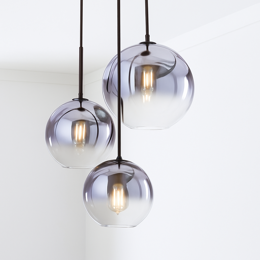 Velarys | Modern Amber Glass Globe Pendant Light Fixture