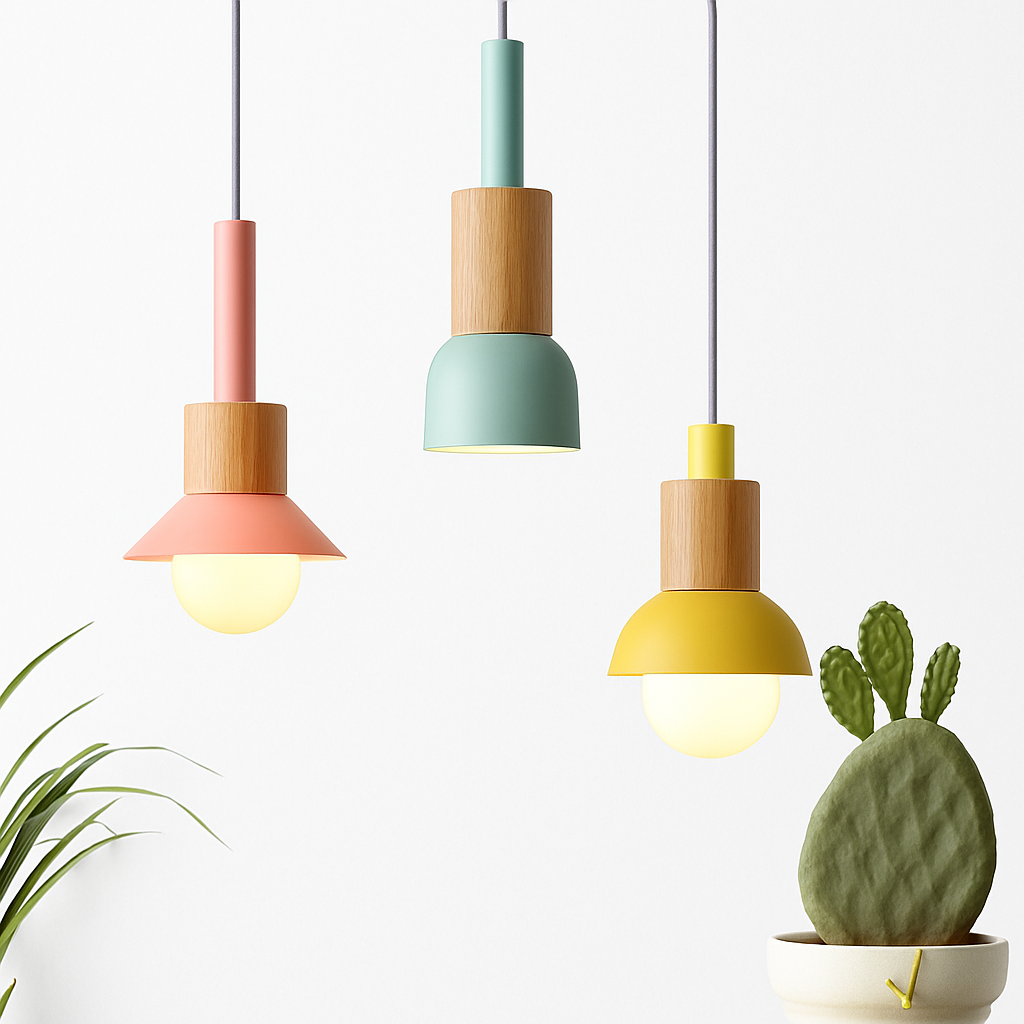 Briventa | Nordic Geometric Wood Metal Modern Pendant Ceiling Light