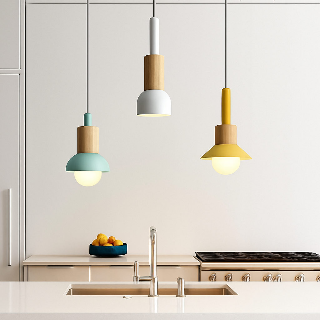 Briventa | Nordic Geometric Wood Metal Modern Pendant Ceiling Light