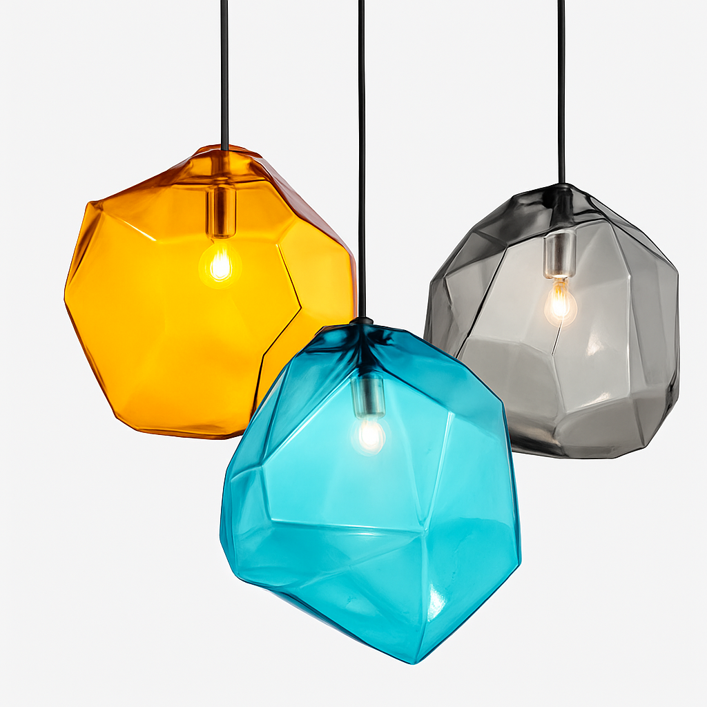 Throstle | Articulated Crystalline Sculptural Glass Pendant Light
