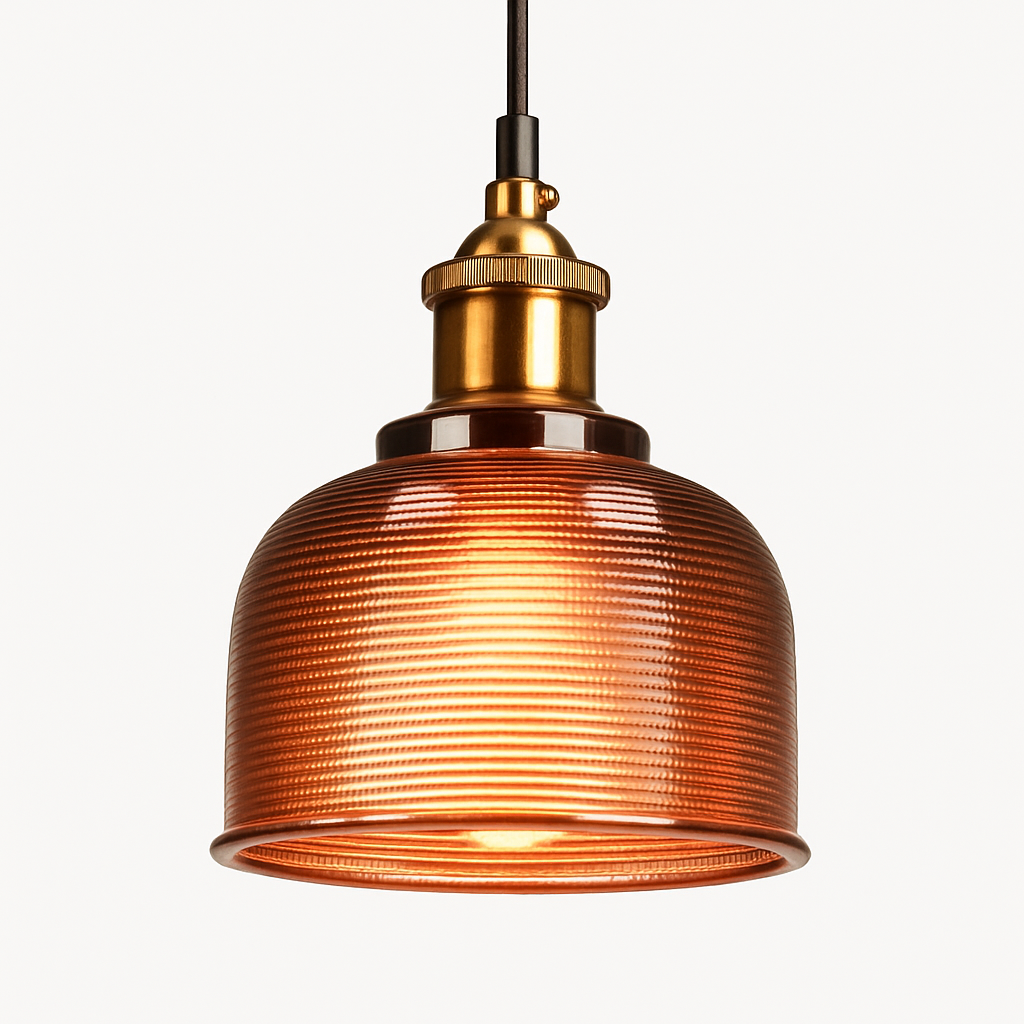 Velrynda | Grained Glass Industrial Bowl Pendant Light