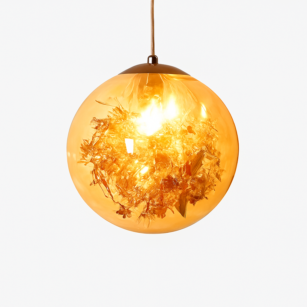 Kendroma | Ornate Glass Orb Cluster Pendant Light with Metallic Leaves