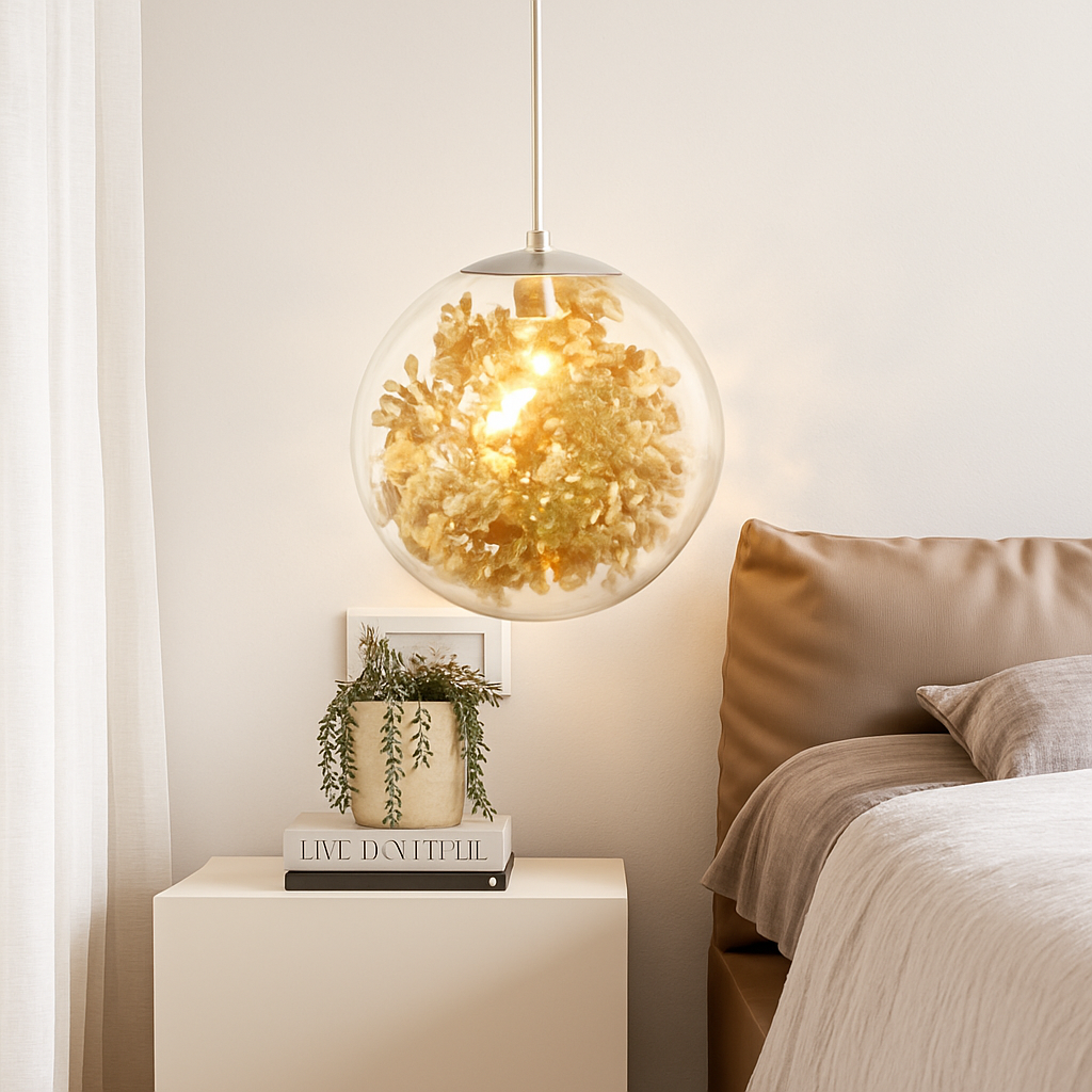 Kendroma | Ornate Glass Orb Cluster Pendant Light with Metallic Leaves