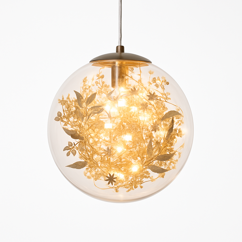 Kendroma | Ornate Glass Orb Cluster Pendant Light with Metallic Leaves