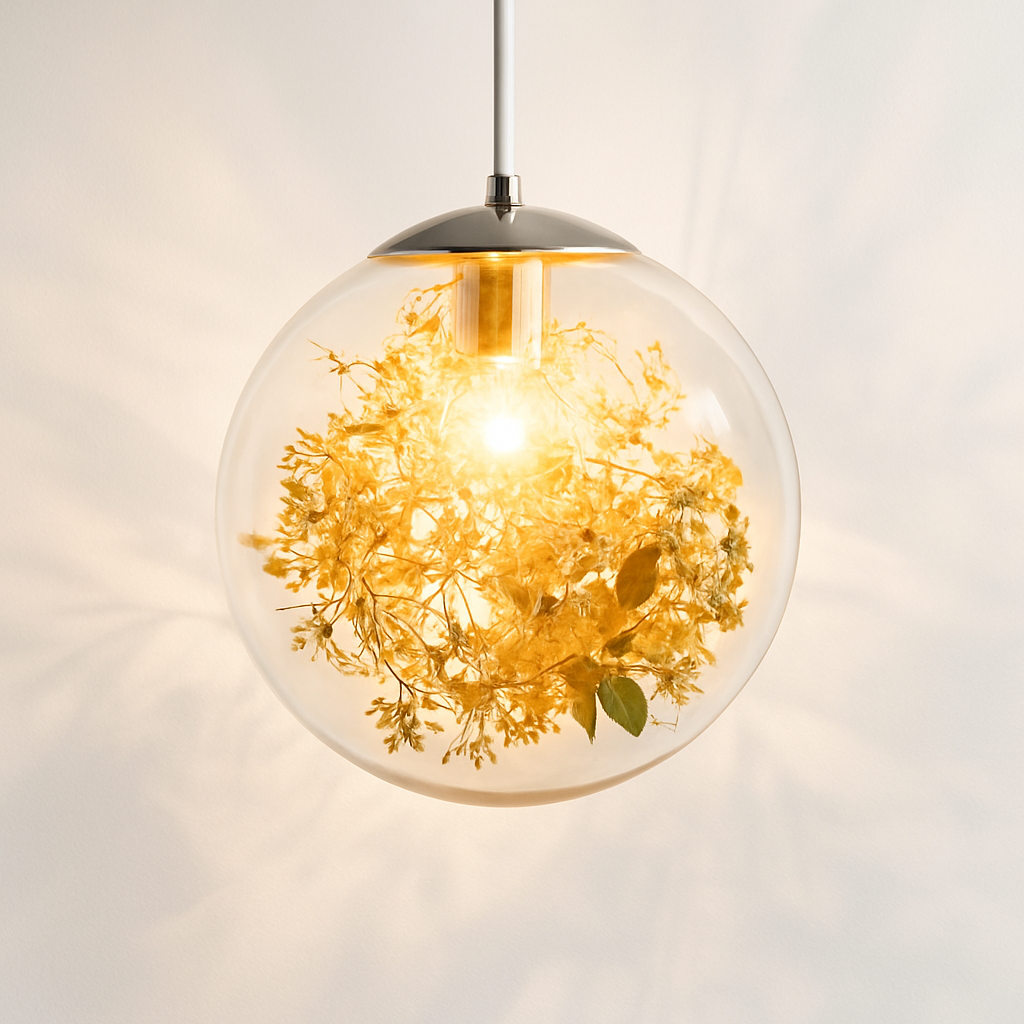 Kendroma | Ornate Glass Orb Cluster Pendant Light with Metallic Leaves