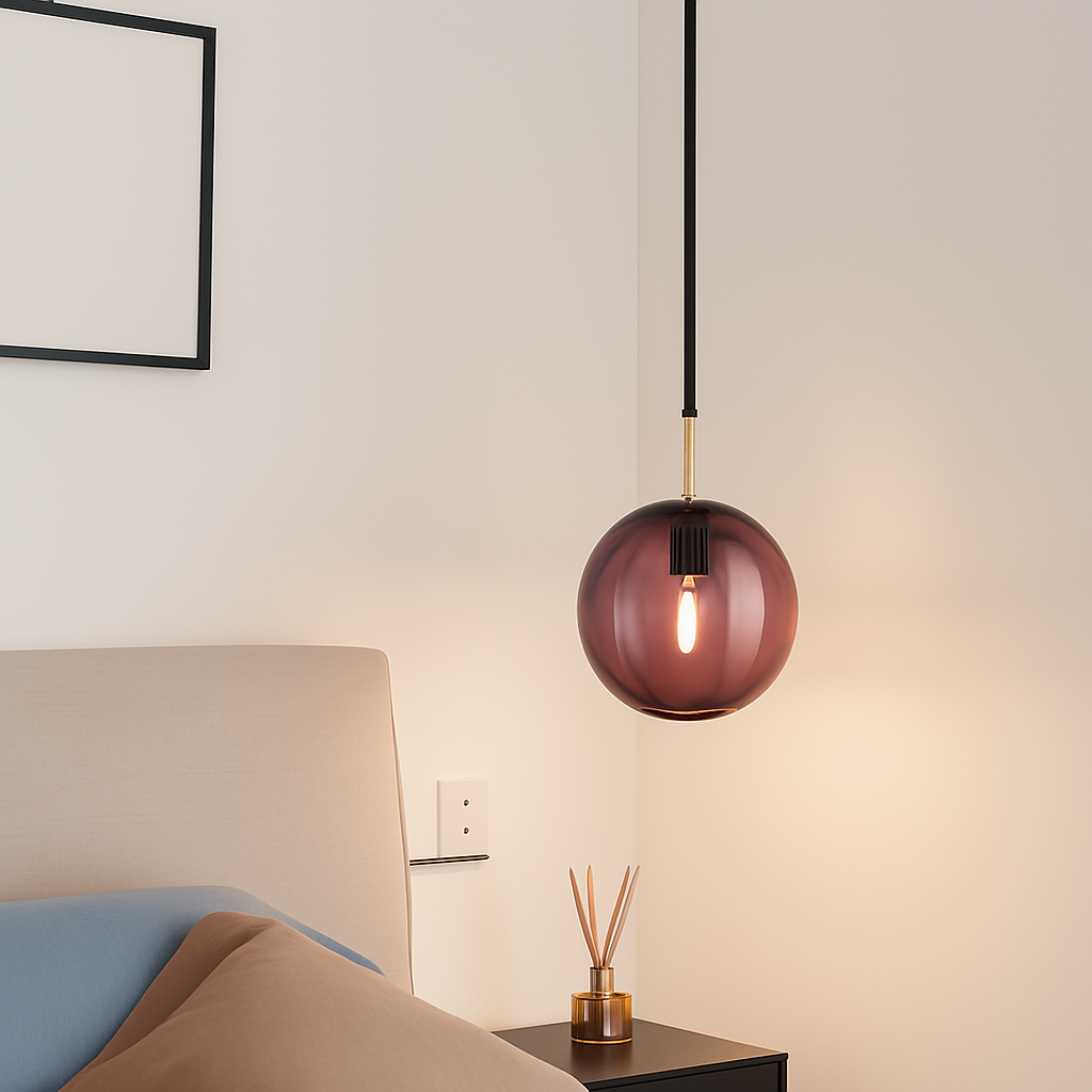 Valdory | Modern Tinted Glass Globe Ball Pendant Light