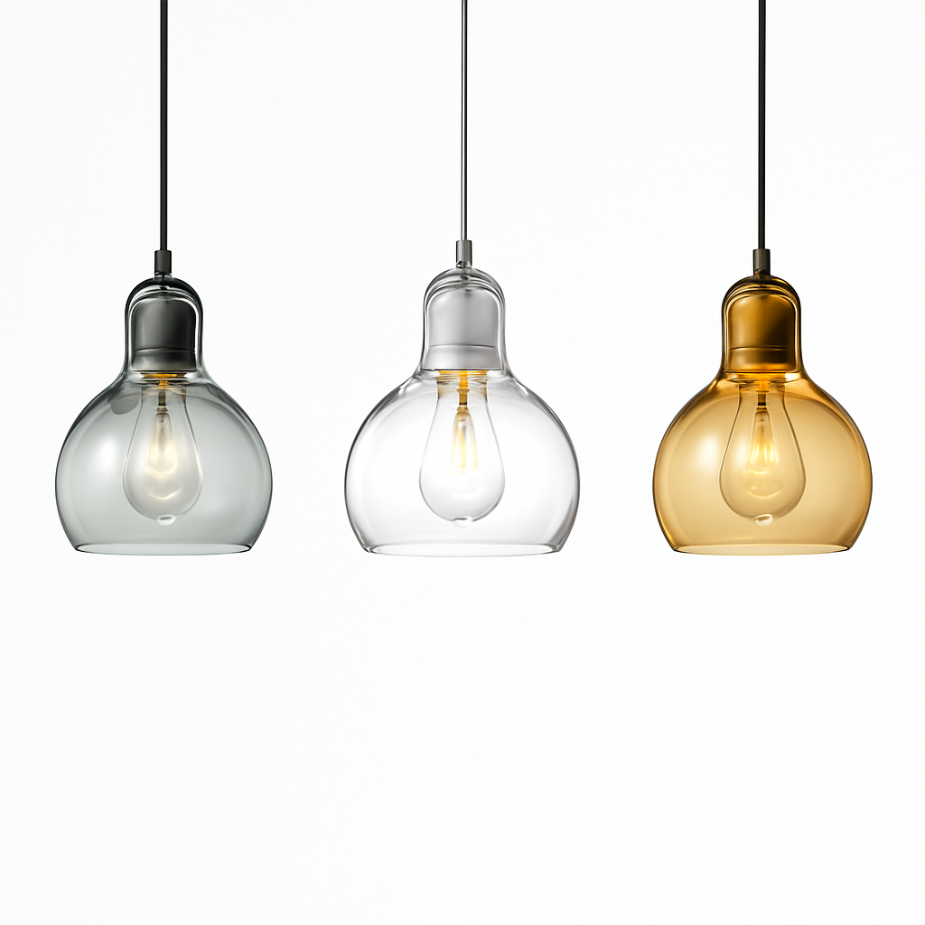 Velisar | Glass Dome Bell Shaped Pendant Light With Rounded Diffuser
