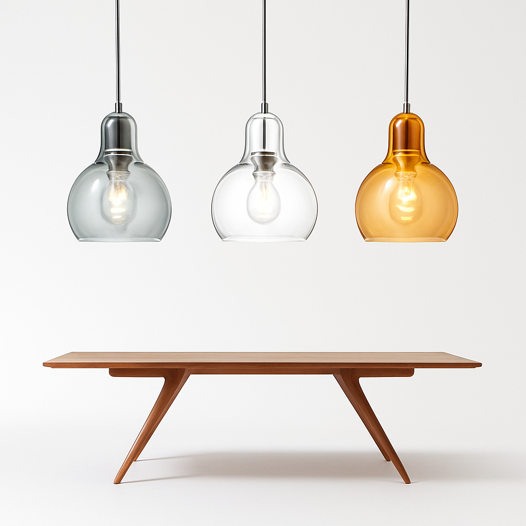 Velisar | Glass Dome Bell Shaped Pendant Light With Rounded Diffuser