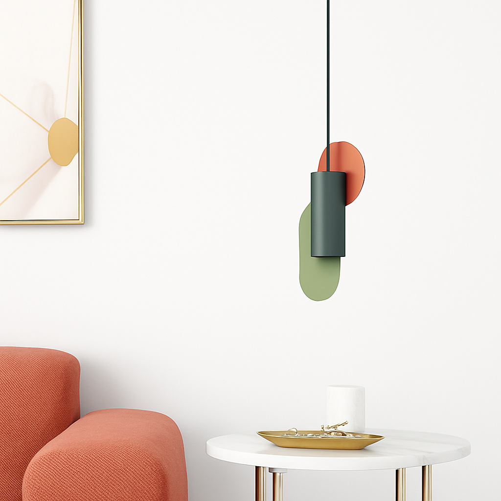 Veldoran | Vibrant Cylindrical Artistic Totem Inspired Sculptural Pendant Light
