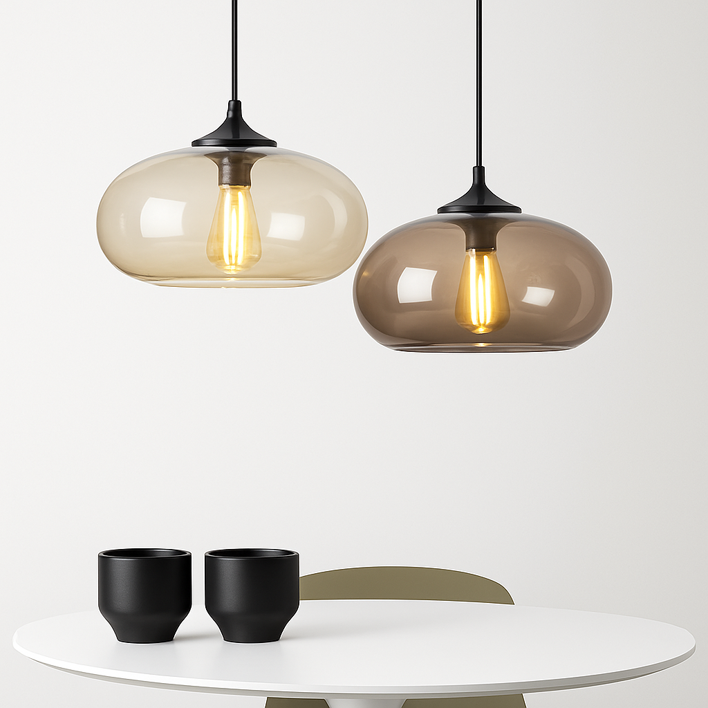 Mirvalis | Oval Glass Layered Sphere Modern Pendant Light