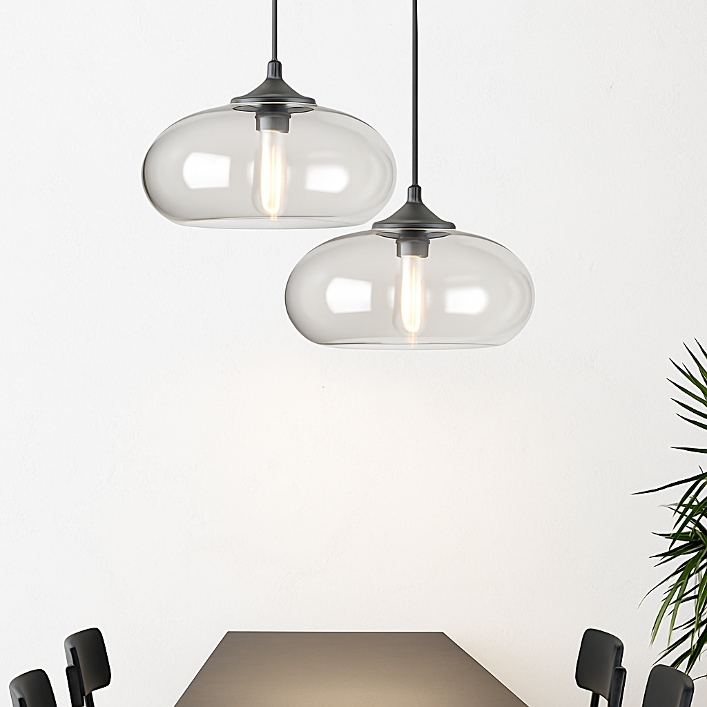 Mirvalis | Oval Glass Layered Sphere Modern Pendant Light